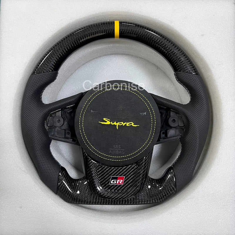 Supra Steering Wheel(Carbon Fiber+Perforated Leather) #08 by CARBONISE