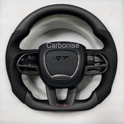 Dodge Steering Wheel(Matt Carbon Fiber+Perforated Leather)#03 by CARBONISE