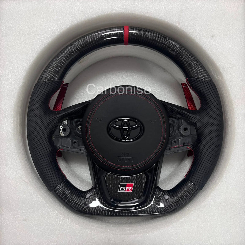 Supra Steering Wheel(Carbon Fiber+Perforated Leather)#05 by CARBONISE