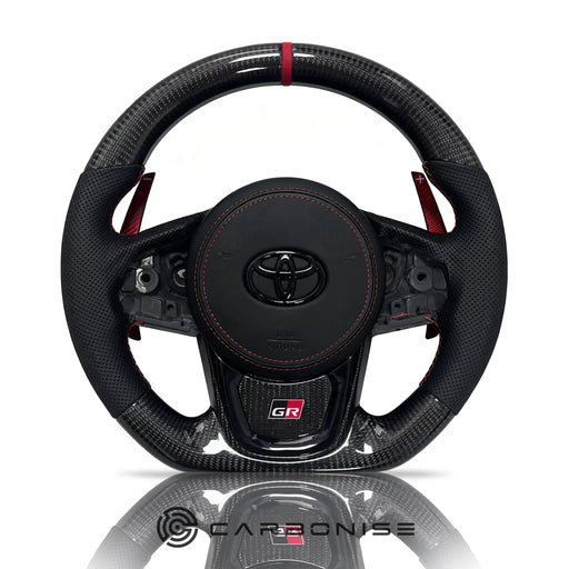 Supra Steering Wheel(Carbon Fiber+Perforated Leather)#05 by CARBONISE