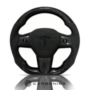 Tesla Steering Wheel (Carbon Fiber+Alcantara)#08 by CARBONISE
