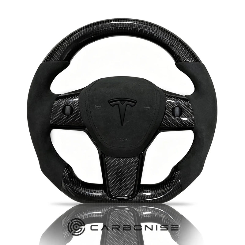 Tesla Steering Wheel (Carbon Fiber+Alcantara)#08 by CARBONISE