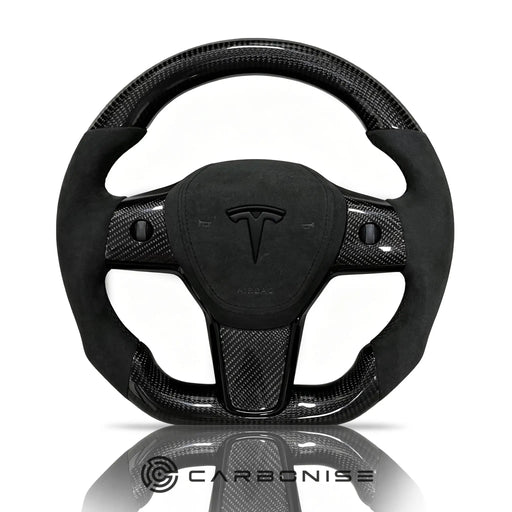 Tesla Steering Wheel (Carbon Fiber+Alcantara)#08 by CARBONISE