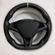 Tesla Steering Wheel (Forged Matte Carbon Fiber+Perforated Leather)#09 by CARBONISE