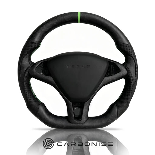 Tesla Steering Wheel (Forged Matte Carbon Fiber+Perforated Leather)#09 by CARBONISE