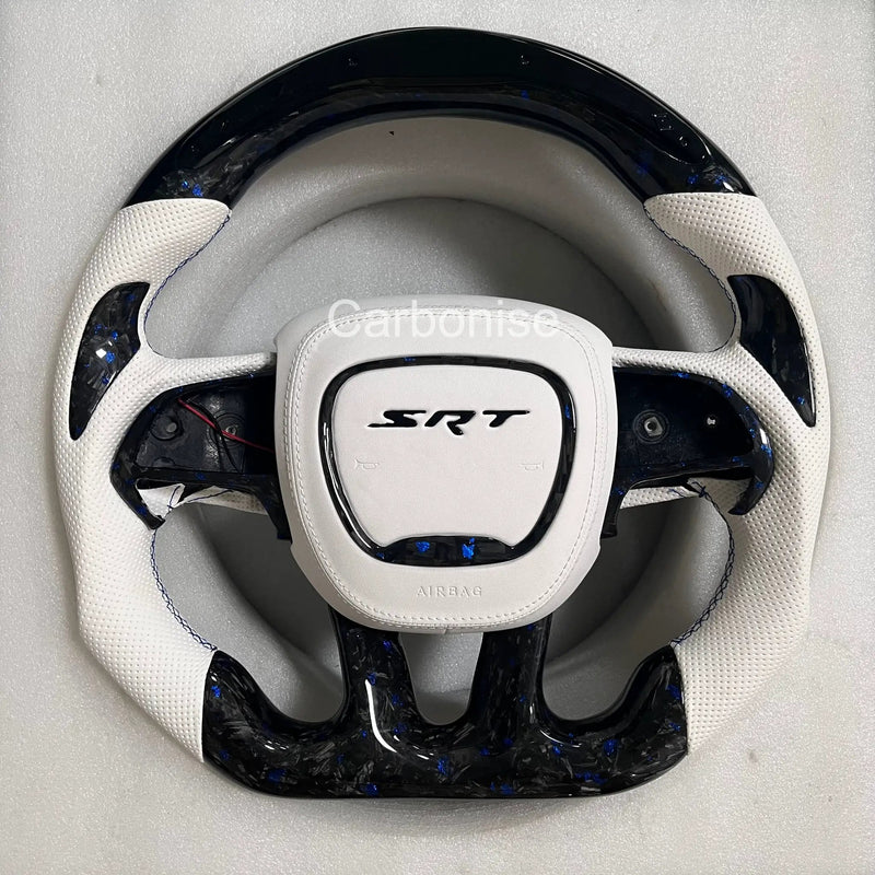Dodge Steering Wheel(Forged Carbon Fiber+Perforated Leather) #05 by CARBONISE