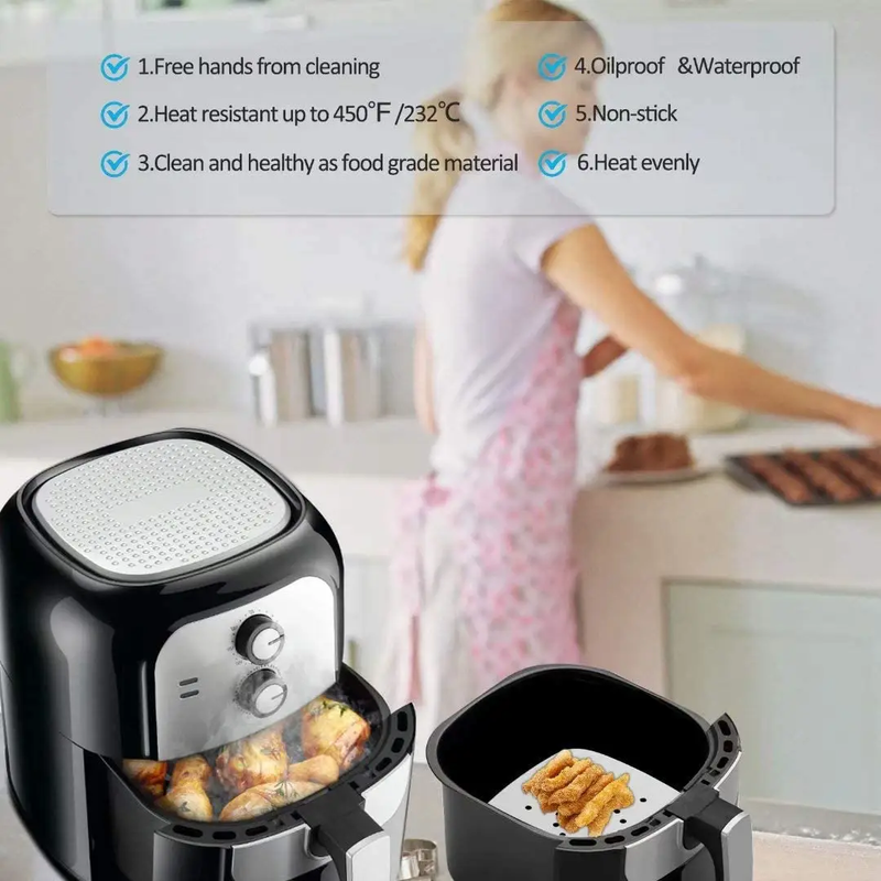 200pcs Air Fryer Liners Perforated Parchment Paper Square Non-stick by salelink.co.nz