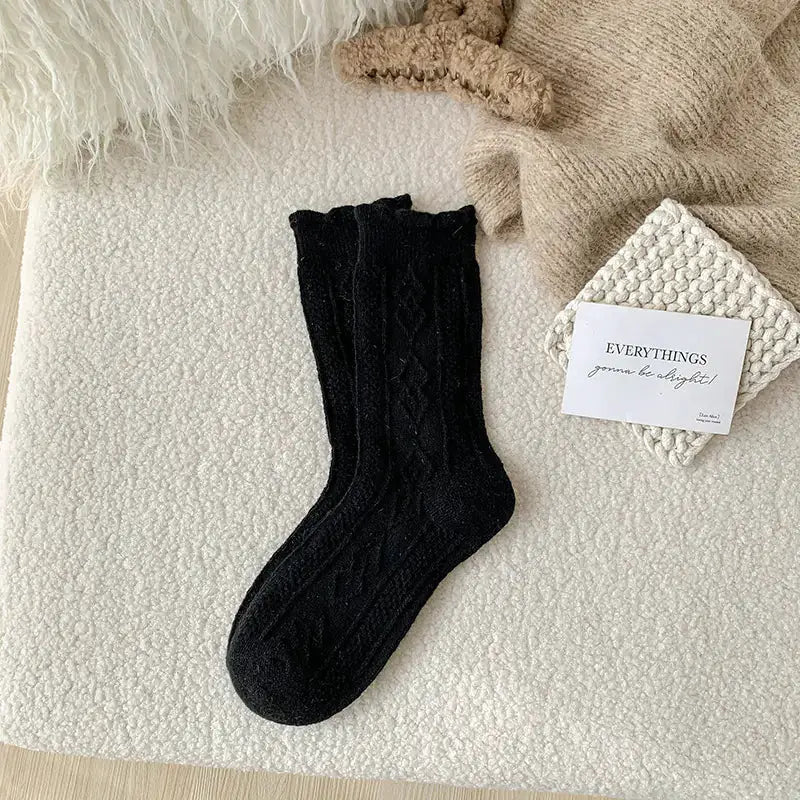 Thick Diamond-Shaped Wool Mid-Thigh Socks for Fall/Winter - Warm Cozy Leg Warmers by Mead's Supply & Equipment Outfitters limited