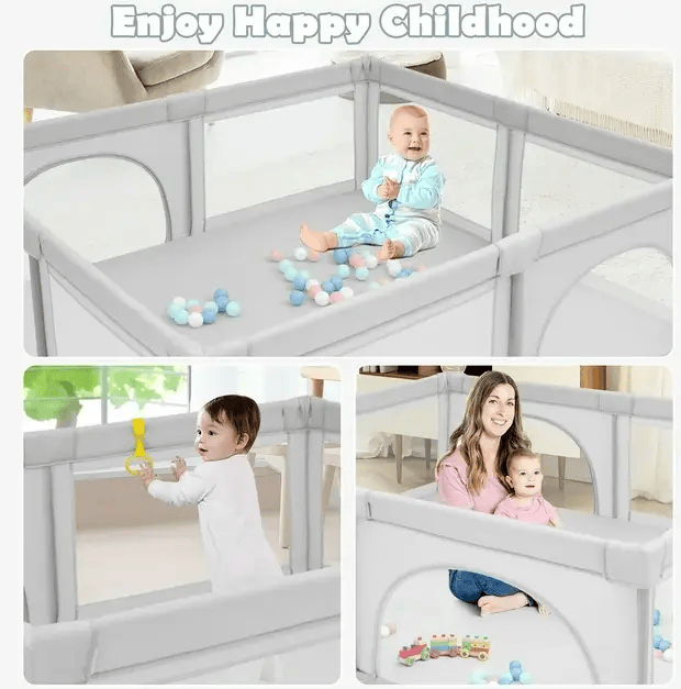 Baby Playpen light grey 180x150cm by Kiwi Grab