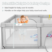 Baby Playpen light grey 180x150cm by Kiwi Grab