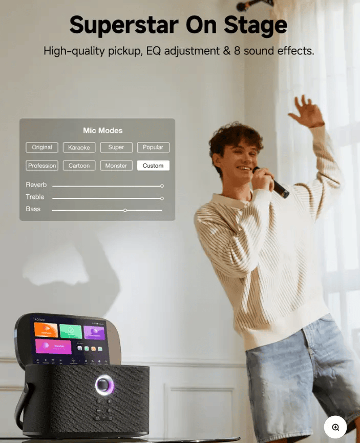 Ikarao S2 Karaoke Machine System With 8″ Touch Screen Wireless Mic by Kiwi Grab