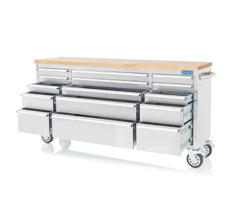 Kiwi Grab Kiwi Grab 72 Inch 15 Drawers stainless Steel Tool Chest workbench 72 Inch 15 Drawers stainless Steel Tool Chest workbench