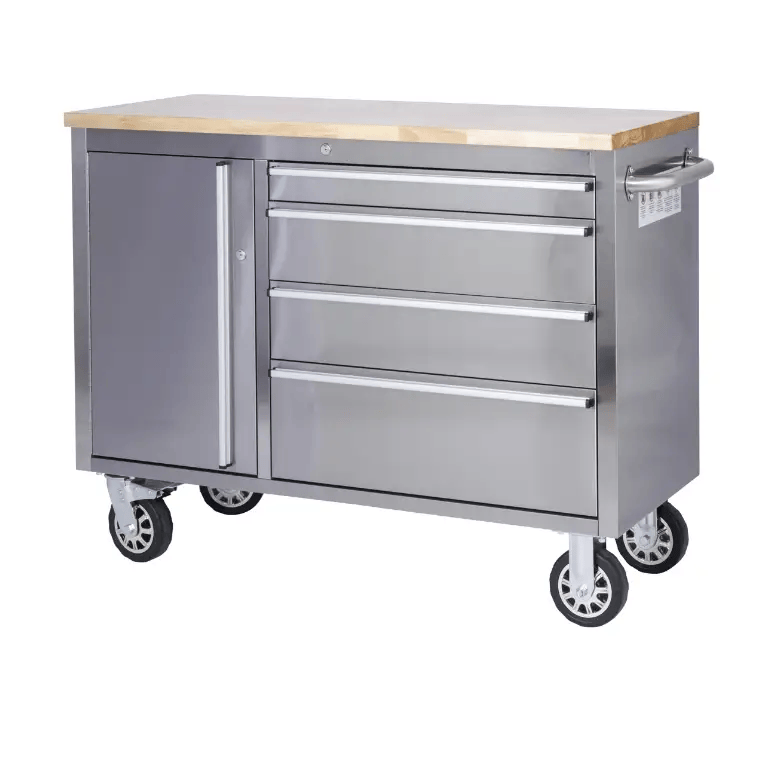 Kiwi Grab Kiwi Grab 48 inch Stainless Steel 4 Drawer Work Bench tool chest Tool Box Chest Cabinet 48 inch Stainless Steel 4 Drawer Work Bench tool chest Tool Box Chest Cabinet