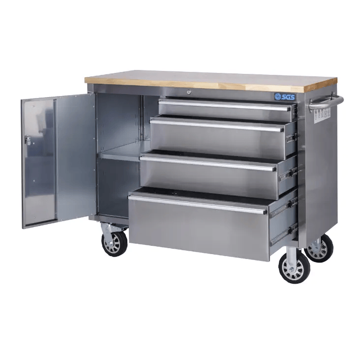 Kiwi Grab Kiwi Grab 48 inch Stainless Steel 4 Drawer Work Bench tool chest Tool Box Chest Cabinet 48 inch Stainless Steel 4 Drawer Work Bench tool chest Tool Box Chest Cabinet