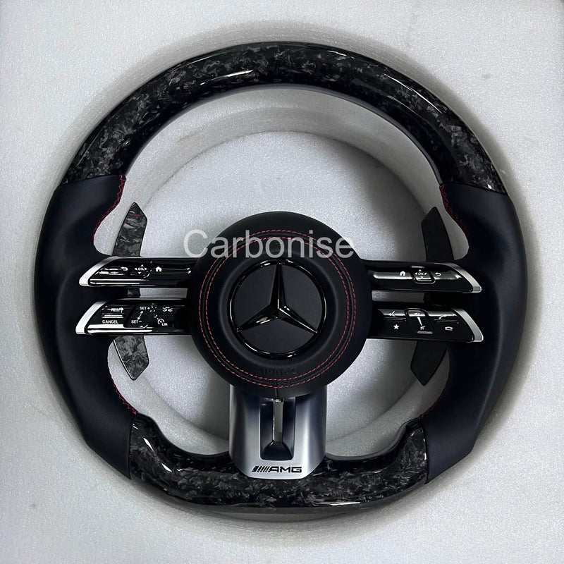 Mercedes-Benz Steering Wheel (Forged Carbon Fiber+Perforated Leather) #Q52 by CARBONISE