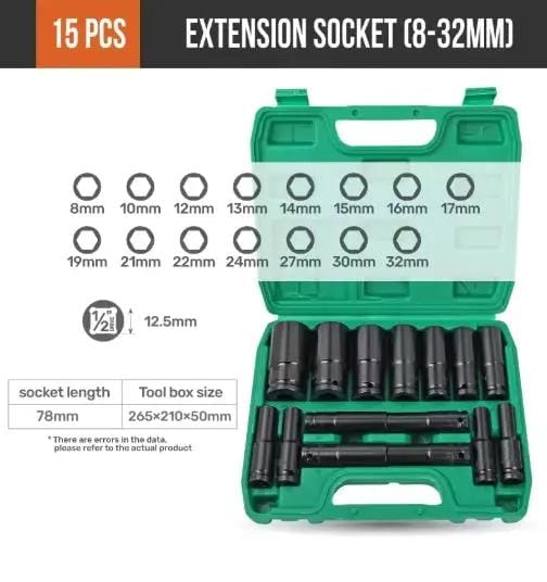 g8buynz 1/2" Drive 8-32mm Impact Socket Set for Professional Automotive Repair Tools 1/2" Drive 8-32mm Impact Socket Set for Professional Automotive Repair Tools