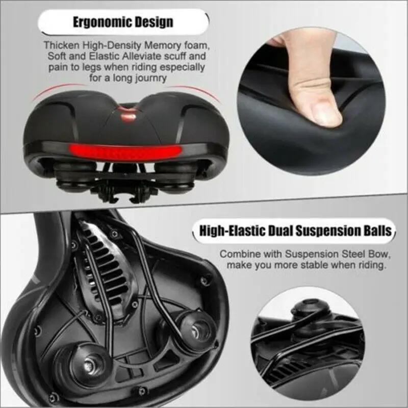 Big Wide Bum Bike Seat Bicycle Saddle Sporty Gel Cruiser Extra Comfort Soft Pad by salelink.co.nz