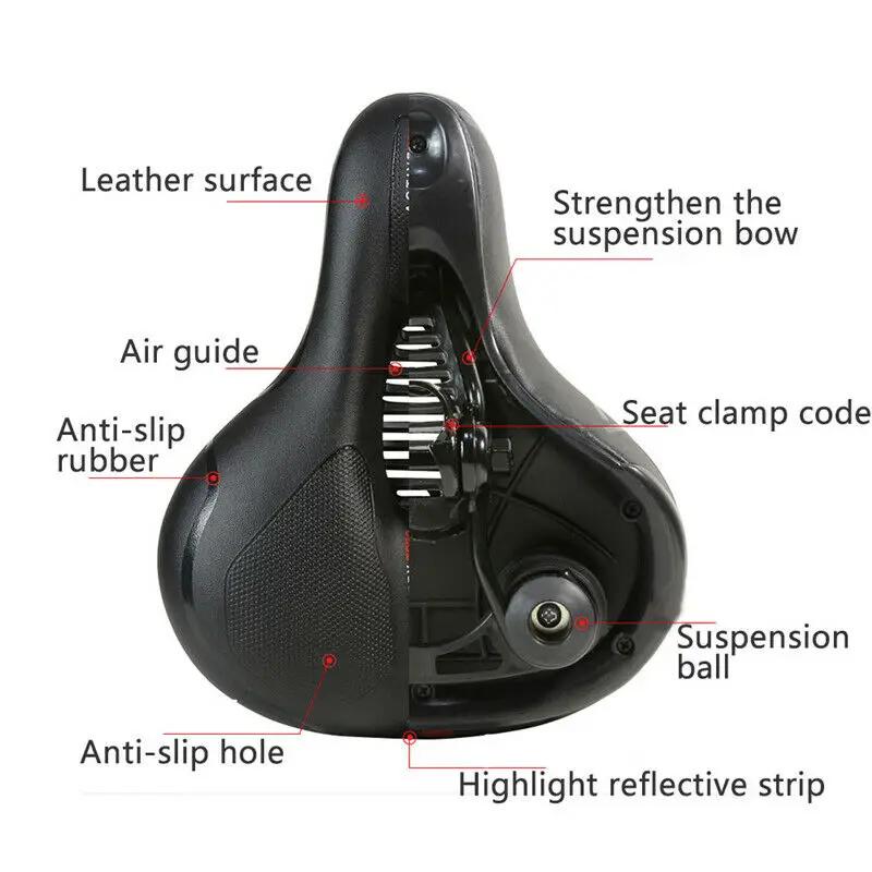 Big Wide Bum Bike Seat Bicycle Saddle Sporty Gel Cruiser Extra Comfort Soft Pad by salelink.co.nz