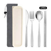 Korean Style Stainless Steel Outdoor Cutlery Set with Storage Box or Bag PJL2011 by ECOTREK