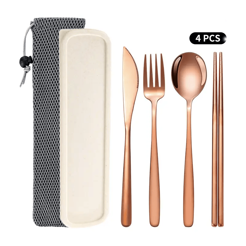 Korean Style Stainless Steel Outdoor Cutlery Set with Storage Box or Bag PJL2011 by ECOTREK