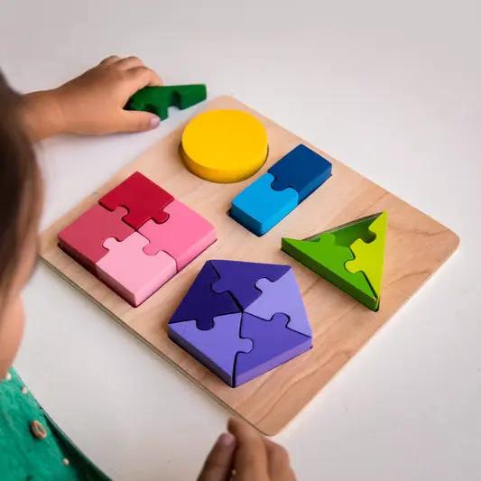 Wooden Shape Fraction Puzzle - Kiddie Connect | Wooden Toys NZ by Curious Moonbeam