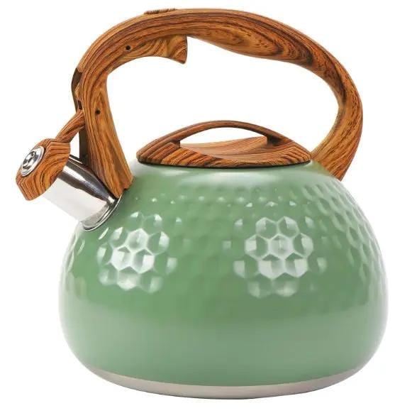 g8buynz g8buynz 3L Whistling Stainless Steel Diamond Pattern Tea Kettle with Wood Grain Handle Black 3L Whistling Stainless Steel Diamond Pattern Tea Kettle with Wood Grain Handle Black