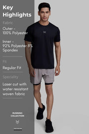 2 in 1 Laser Shorts Beige With Black by Fuaark Nz