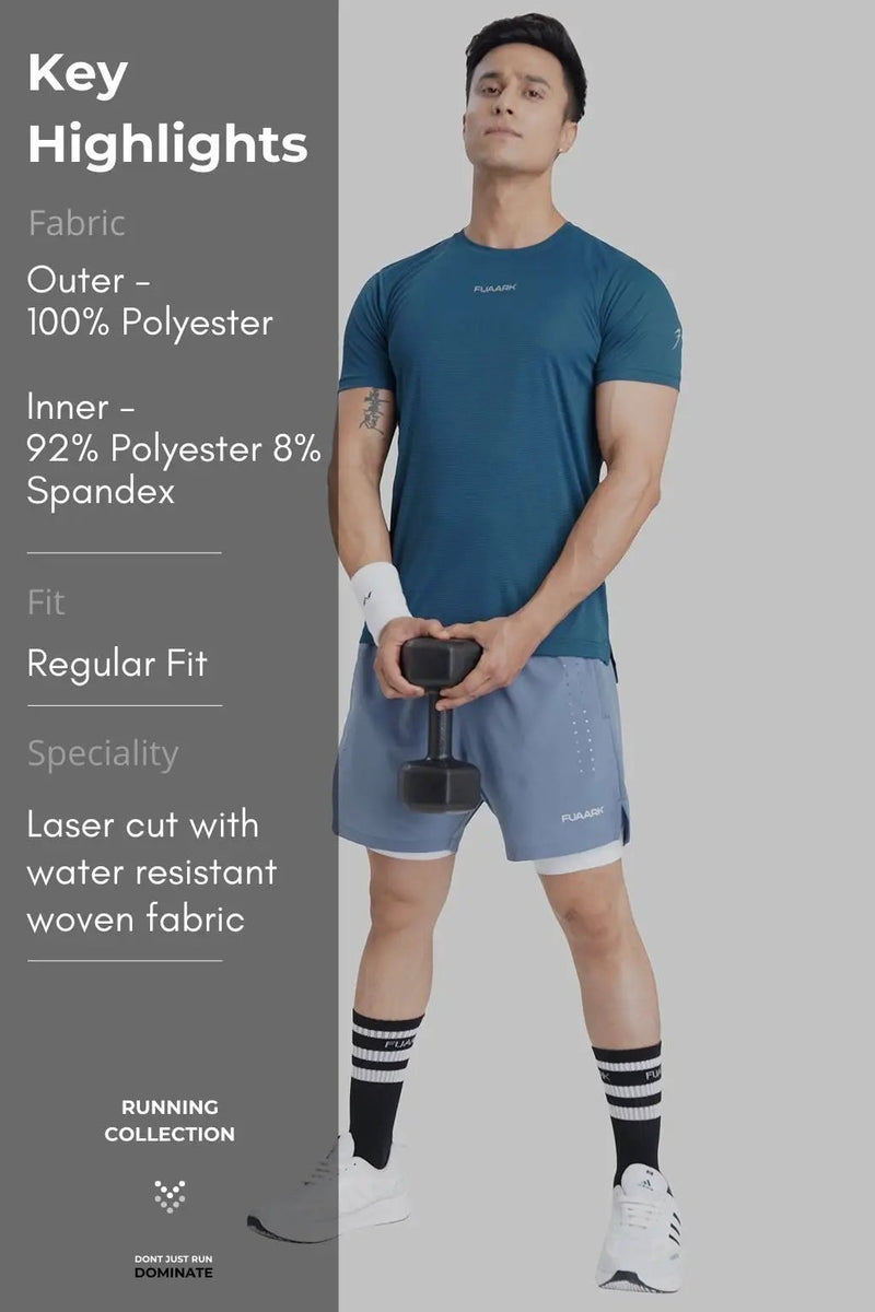2 in 1 Laser Shorts Raw Steel by Fuaark Nz