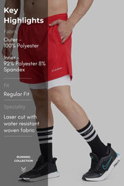 2 in 1 Laser Shorts Red by Fuaark Nz