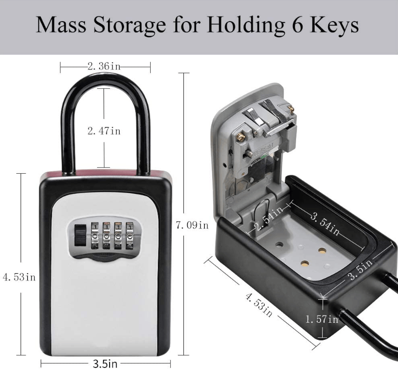 g8buynz g8buynz Key Lock Box Wall Mounted Portable Lock Box for House Key 5 Key Capacity Key Lock Box Wall Mounted Portable Lock Box for House Key 5 Key Capacity