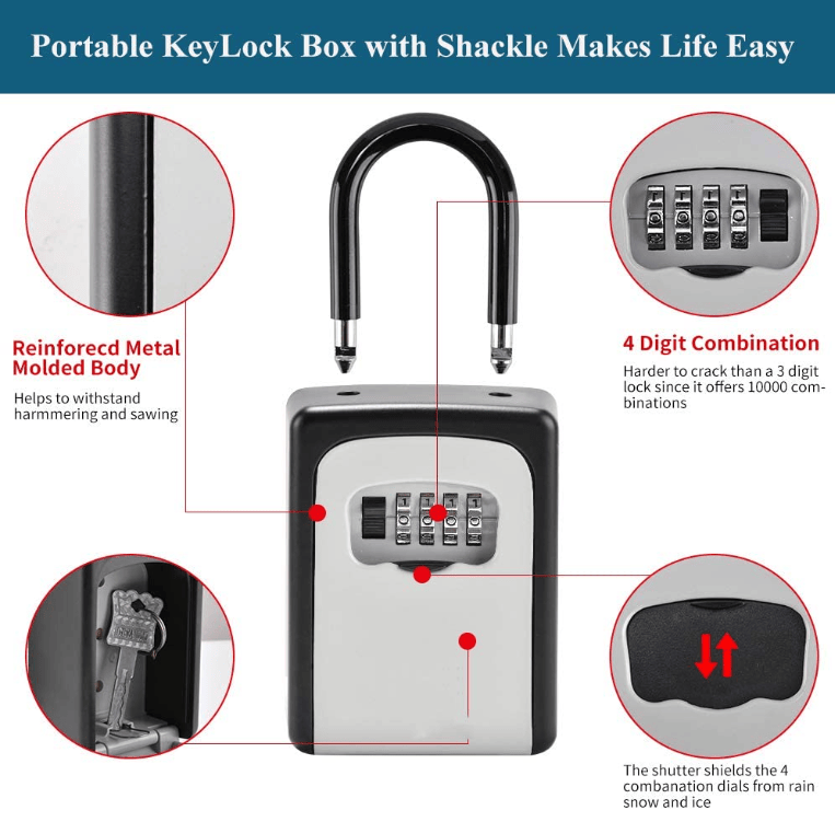 g8buynz g8buynz Key Lock Box Wall Mounted Portable Lock Box for House Key 5 Key Capacity Key Lock Box Wall Mounted Portable Lock Box for House Key 5 Key Capacity