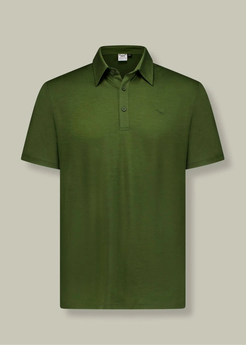 Men's Polo - 100% Merino Wool, Khaki Green by Merino 365 NZ