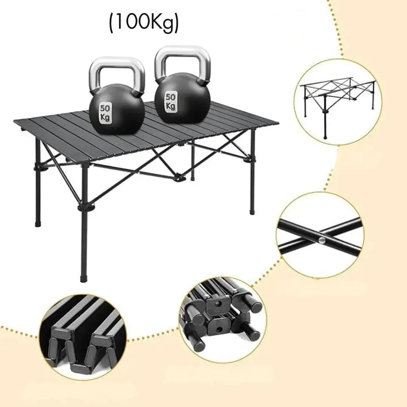 120 cm Portable Folding Camping Table – Roll-Up Outdoor Cooking & Picnic Table ZF74110 by ECOTREK