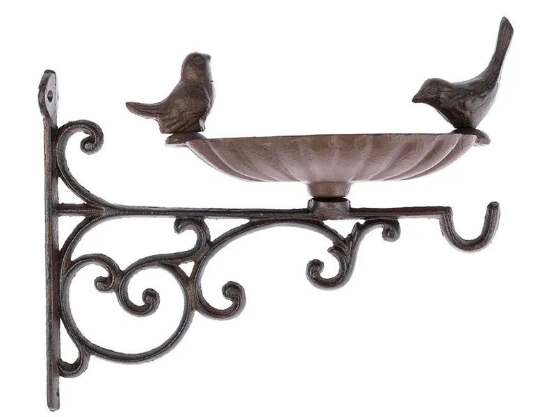 2 Set Cast Iron Bird Bath/Feeder with Wall Bracket by Loveliving
