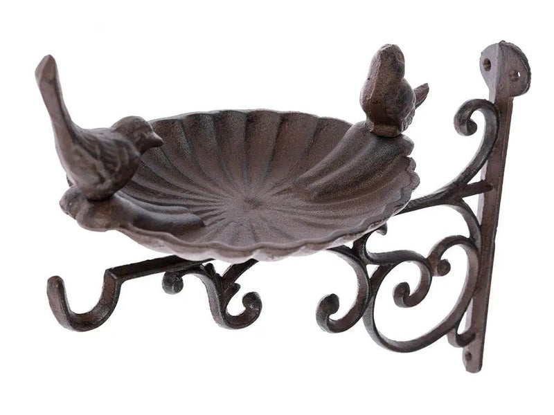 2 Set Cast Iron Bird Bath/Feeder with Wall Bracket by Loveliving