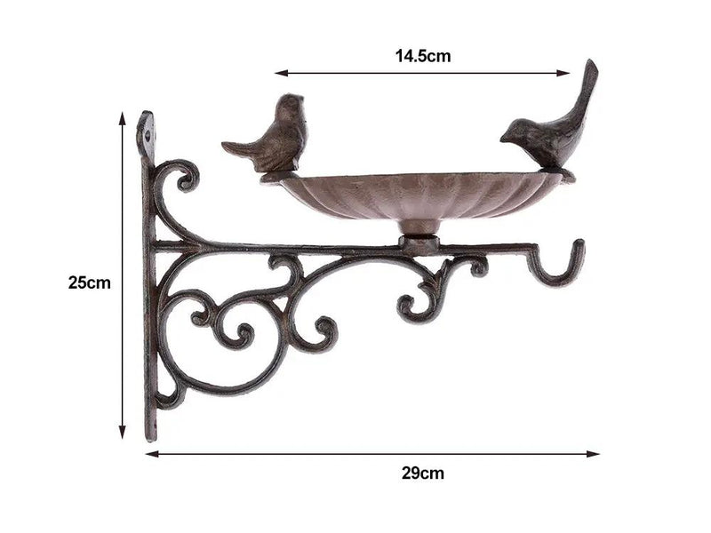 2 Set Cast Iron Bird Bath/Feeder with Wall Bracket by Loveliving