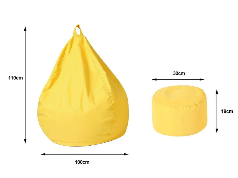 Bean Bag Chair with Footstool-Yellow by Loveliving