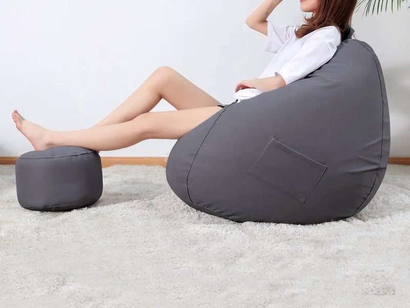 Bean Bag Chair with Footstool- Dark Grey by Loveliving