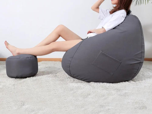 Loveliving Bean Bag Bean Bag Chair with Footstool- Dark Grey Bean Bag Chair with Footstool- Dark Grey