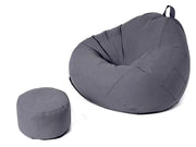 Bean Bag Chair with Footstool- Dark Grey by Loveliving