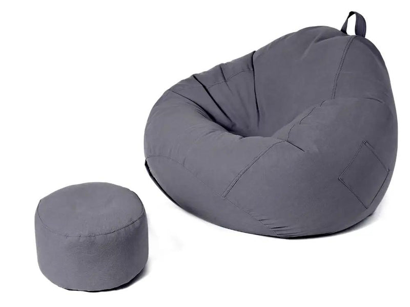 Bean Bag Chair with Footstool- Dark Grey by Loveliving