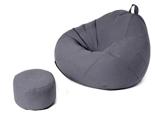 Loveliving Bean Bag Bean Bag Chair with Footstool- Dark Grey Bean Bag Chair with Footstool- Dark Grey