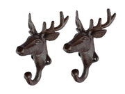 Cast Iron Rustic Deer Head Wall Hook -Set of 2 by Loveliving