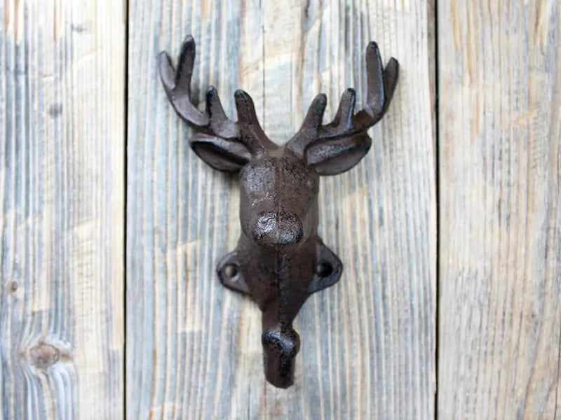 Cast Iron Rustic Deer Head Wall Hook -Set of 2 by Loveliving