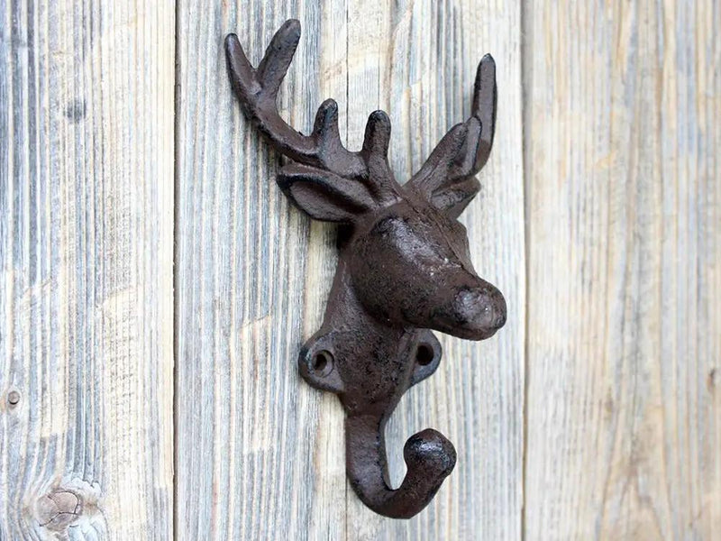 Cast Iron Rustic Deer Head Wall Hook -Set of 2 by Loveliving