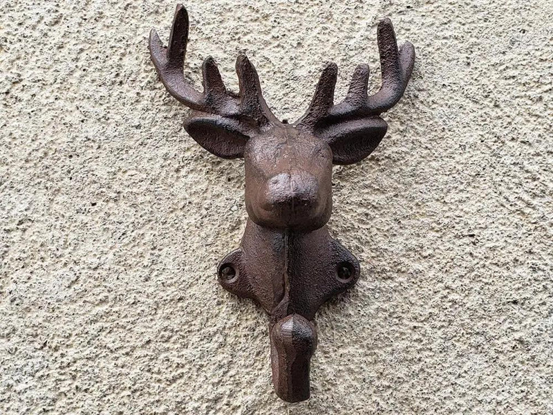 Cast Iron Rustic Deer Head Wall Hook -Set of 2 by Loveliving