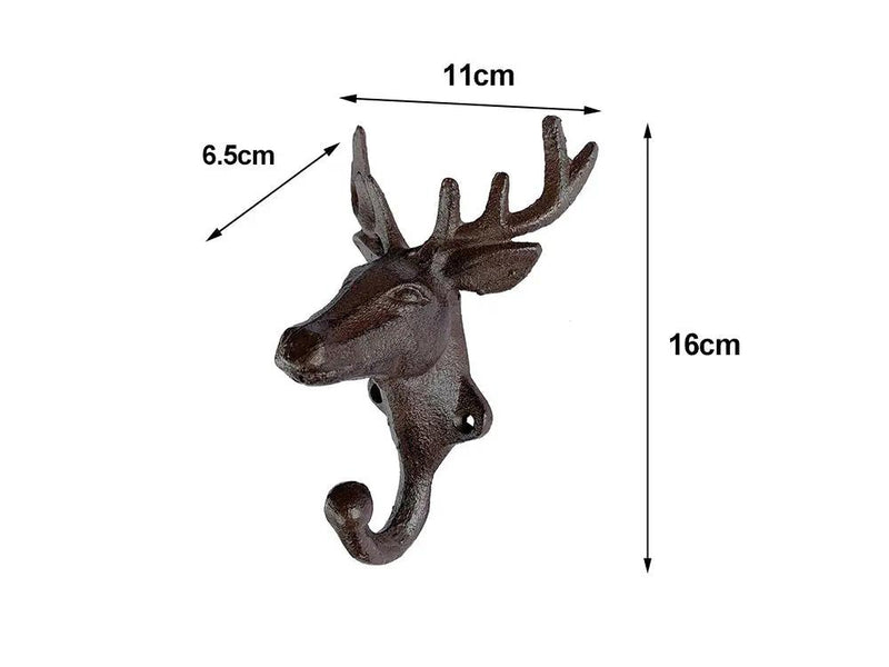 Cast Iron Rustic Deer Head Wall Hook -Set of 2 by Loveliving