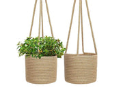 2 Pcs Jute Rope Hanging Planter Woven Plant Basket by Loveliving