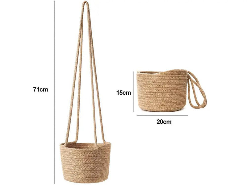 2 Pcs Jute Rope Hanging Planter Woven Plant Basket by Loveliving