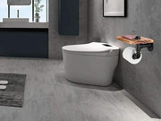 Industrial Toilet Paper Holder with Rustic Wooden Shelf by Loveliving
